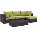 Modway Furniture Convene Outdoor Patio Sectional Set, Espresso Peridot, 5Pk EEI-2172-EXP-PER-SET